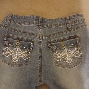 Angels Blue Boot Cut Jeans with Embellishments
